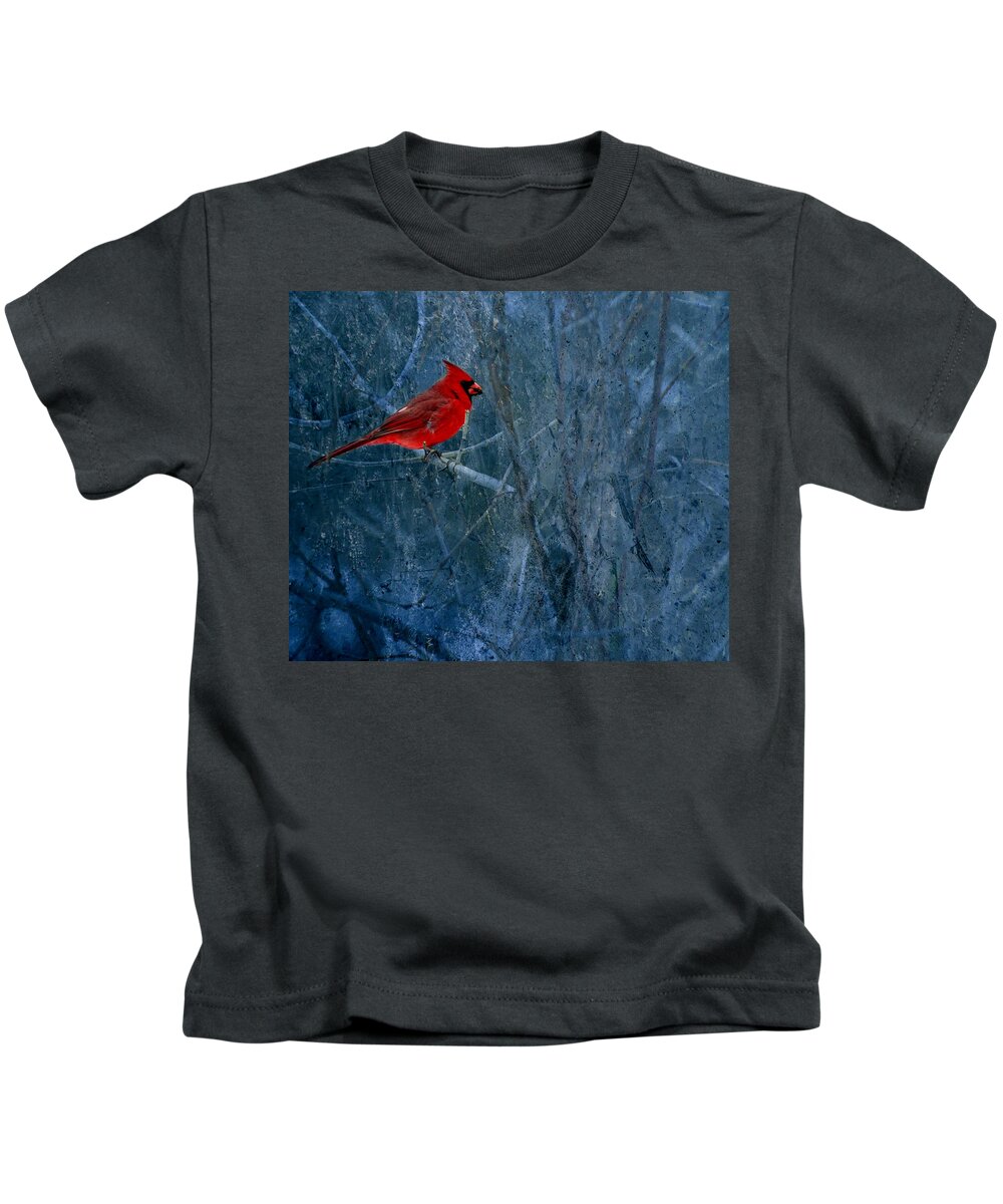 Male Northern Cardinal Kids T-Shirt featuring the photograph Northern Cardinal by Thomas Young