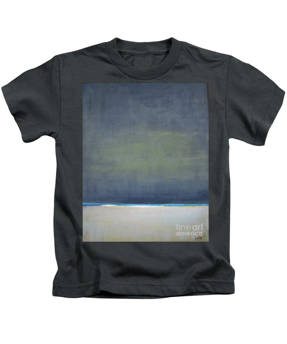 Seascape Kids T-Shirt featuring the painting Storm on the Beach by Vesna Antic