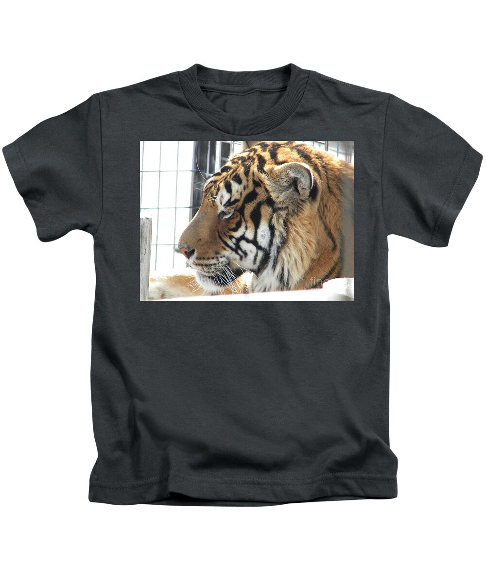 Tiger Kids T-Shirt featuring the photograph Tiger Head by Nathanael Smith