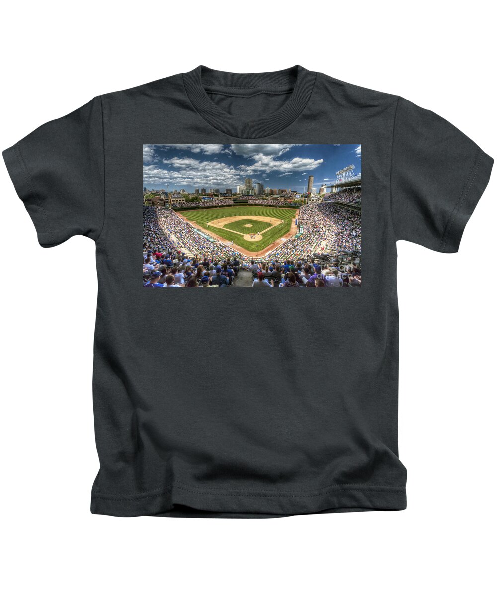 Wrigley Kids T-Shirt featuring the photograph 0234 Wrigley Field by Steve Sturgill