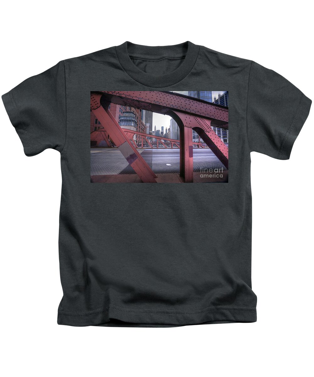 Chicago Kids T-Shirt featuring the photograph 0528 LaSalle Street Bridge Chicago by Steve Sturgill