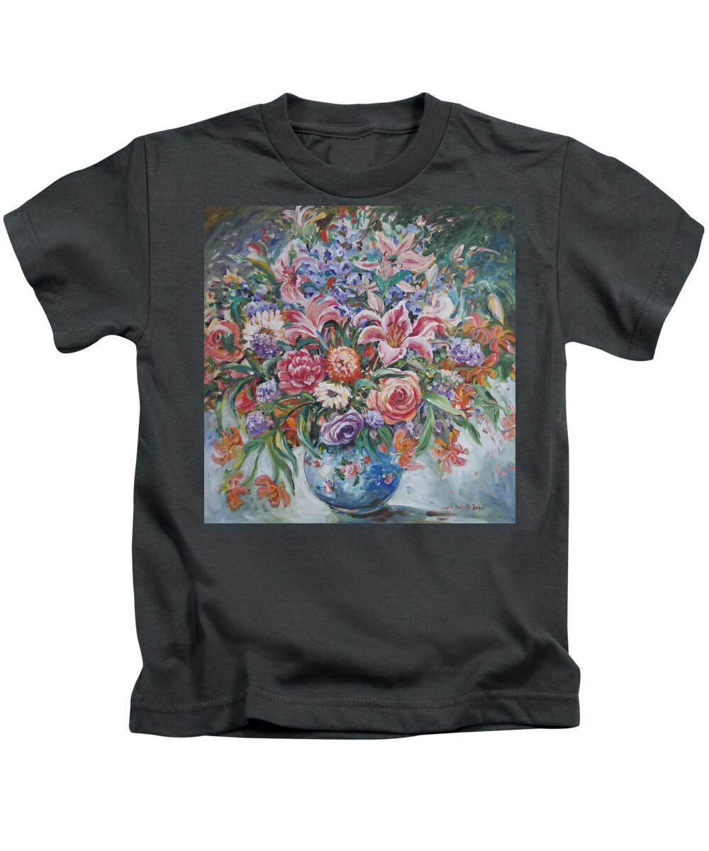 Red Kids T-Shirt featuring the painting Arrangement II #2 by Ingrid Dohm