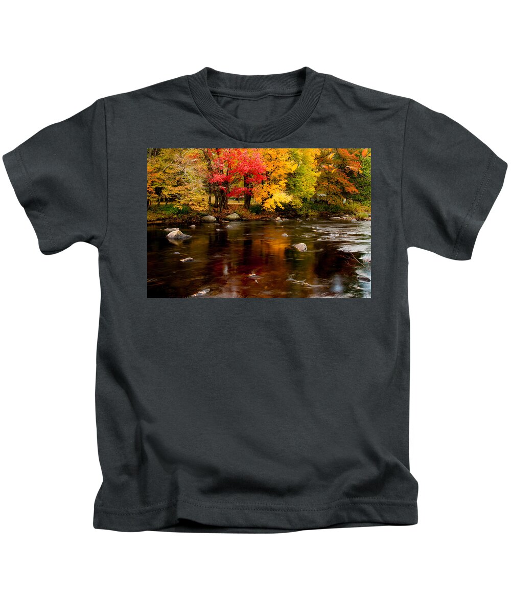 Autumn Foliage New England Kids T-Shirt featuring the photograph Autumn Colors Reflected #1 by Jeff Folger