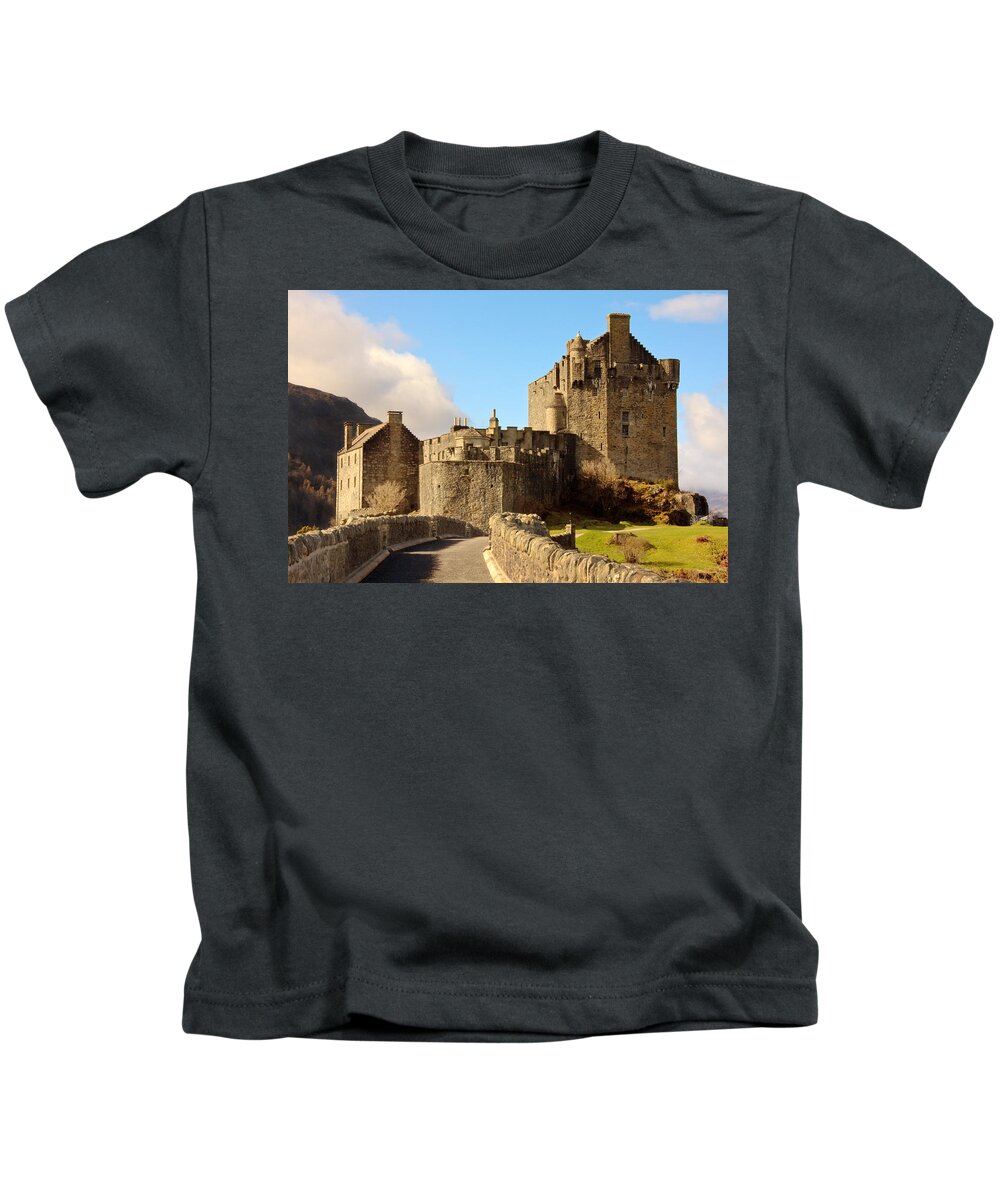 Bridge Kids T-Shirt featuring the photograph Eilean Donan Castle #1 by Sue Leonard