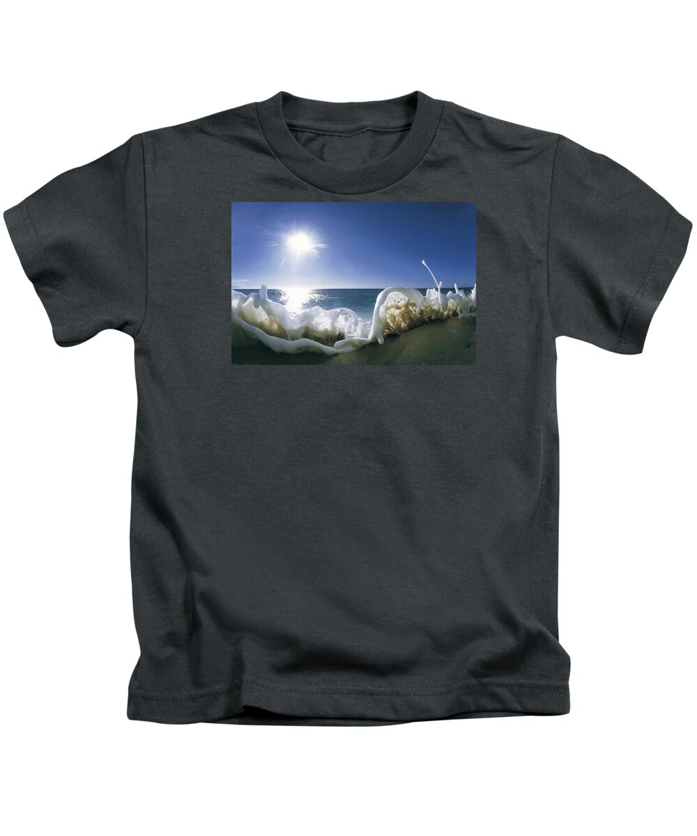  Seafoam Kids T-Shirt featuring the photograph Foam Inertia by Sean Davey