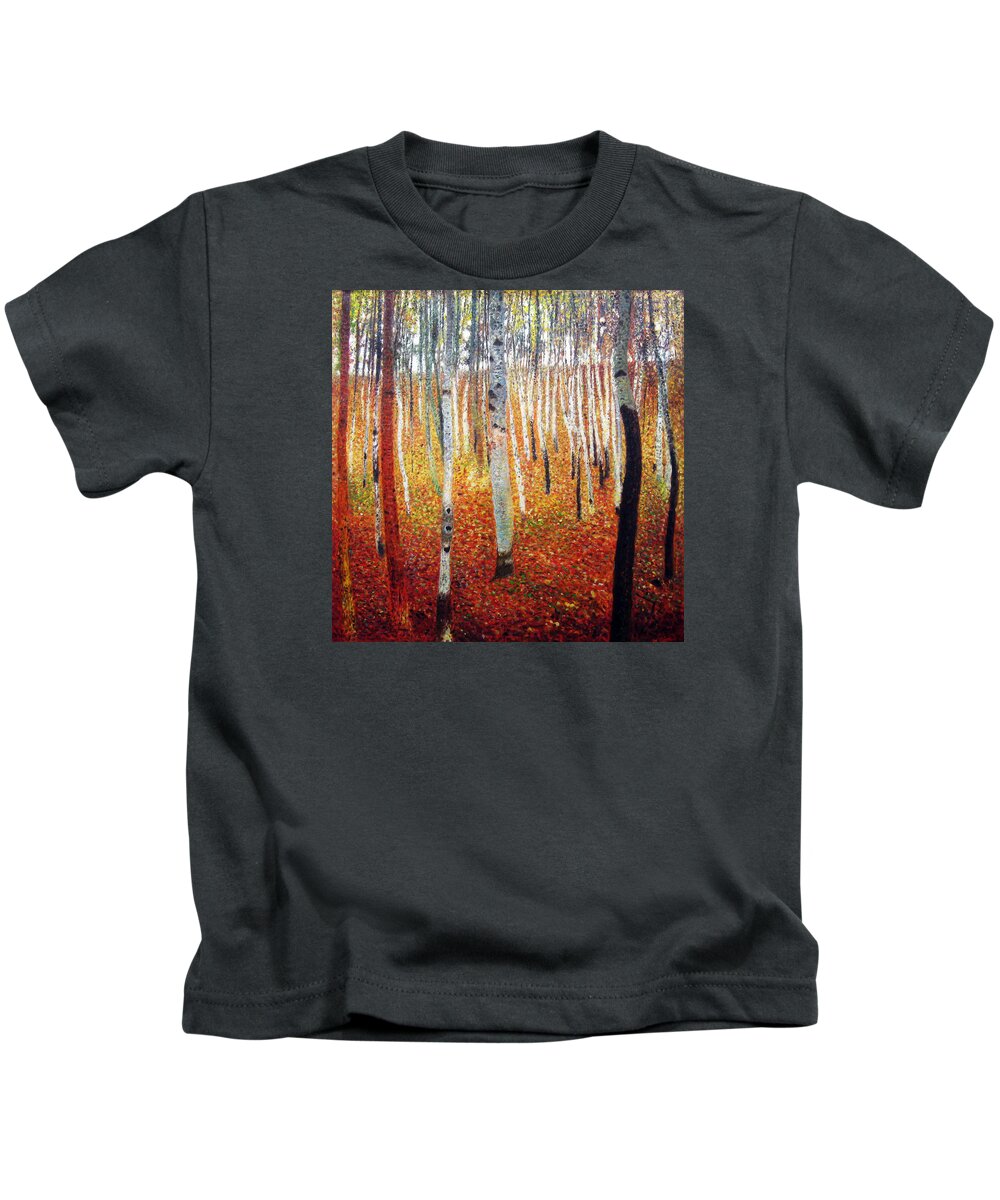 Forest Of Beech Trees Kids T-Shirt featuring the painting Forest of Beech Trees #1 by Celestial Images