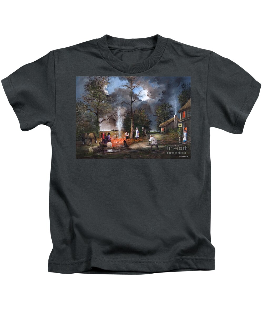Countryside Kids T-Shirt featuring the painting Gathering At The Bull - England by Ken Wood