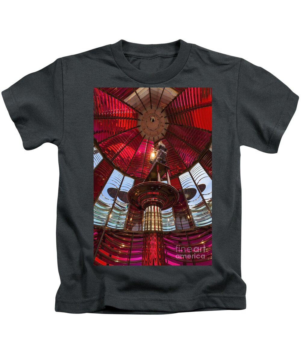 Bright Color Kids T-Shirt featuring the photograph Interior Of Fresnel Lens In Umpqua Lighthouse #1 by Bryan Mullennix