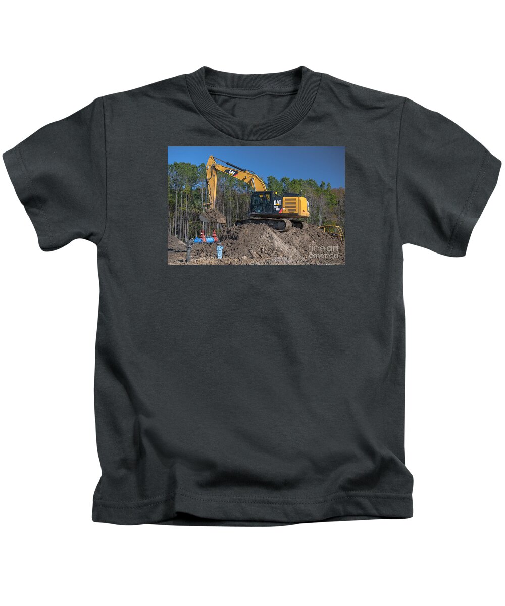 Cat. Caterpillar Kids T-Shirt featuring the photograph King of the Hill by Dale Powell