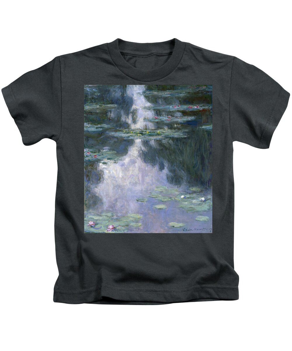 1907 Kids T-Shirt featuring the painting Monet Water Lilies, 1907 #1 by Granger