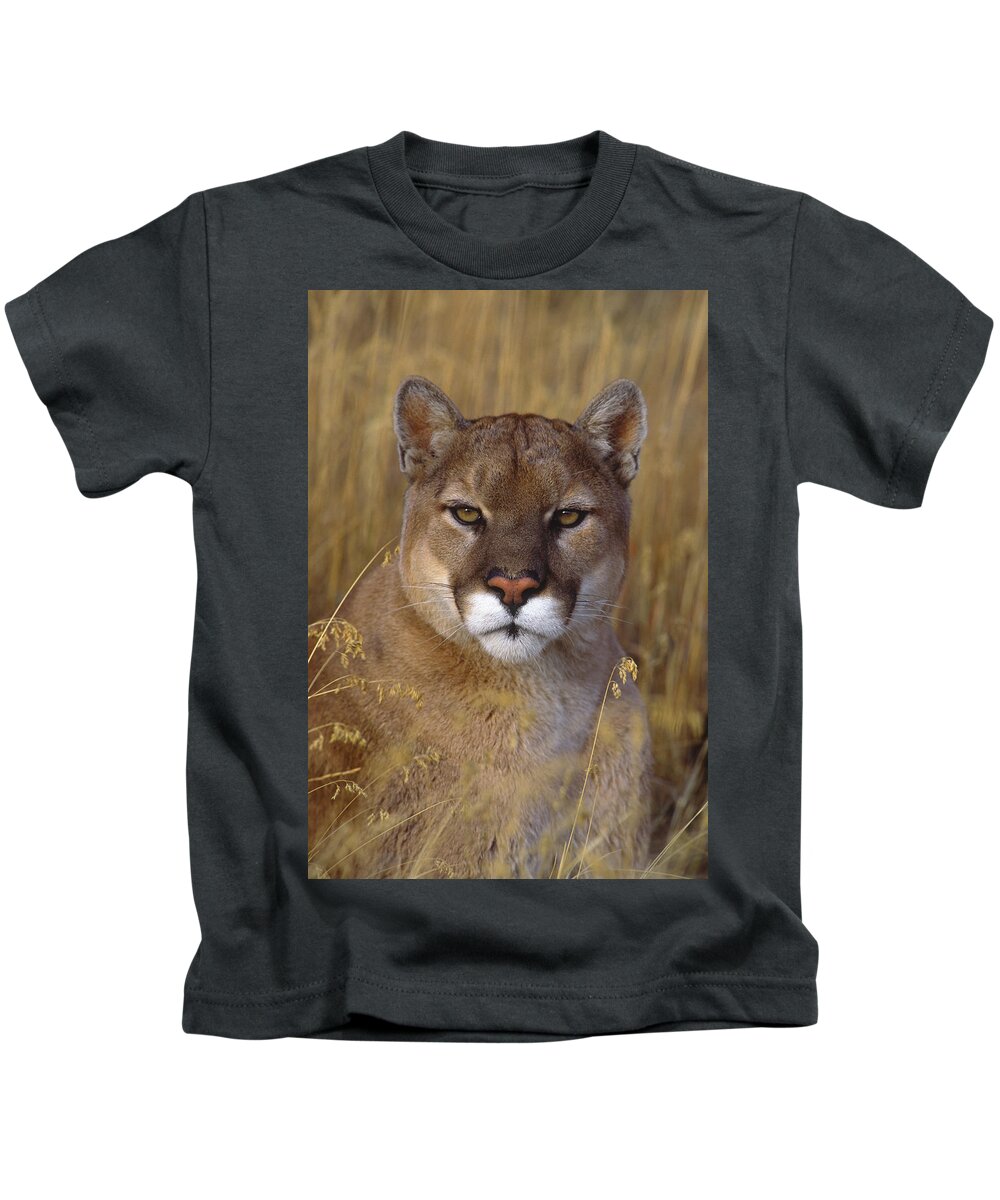 Feb0514 Kids T-Shirt featuring the photograph Mountain Lion Montana #1 by Tom Vezo