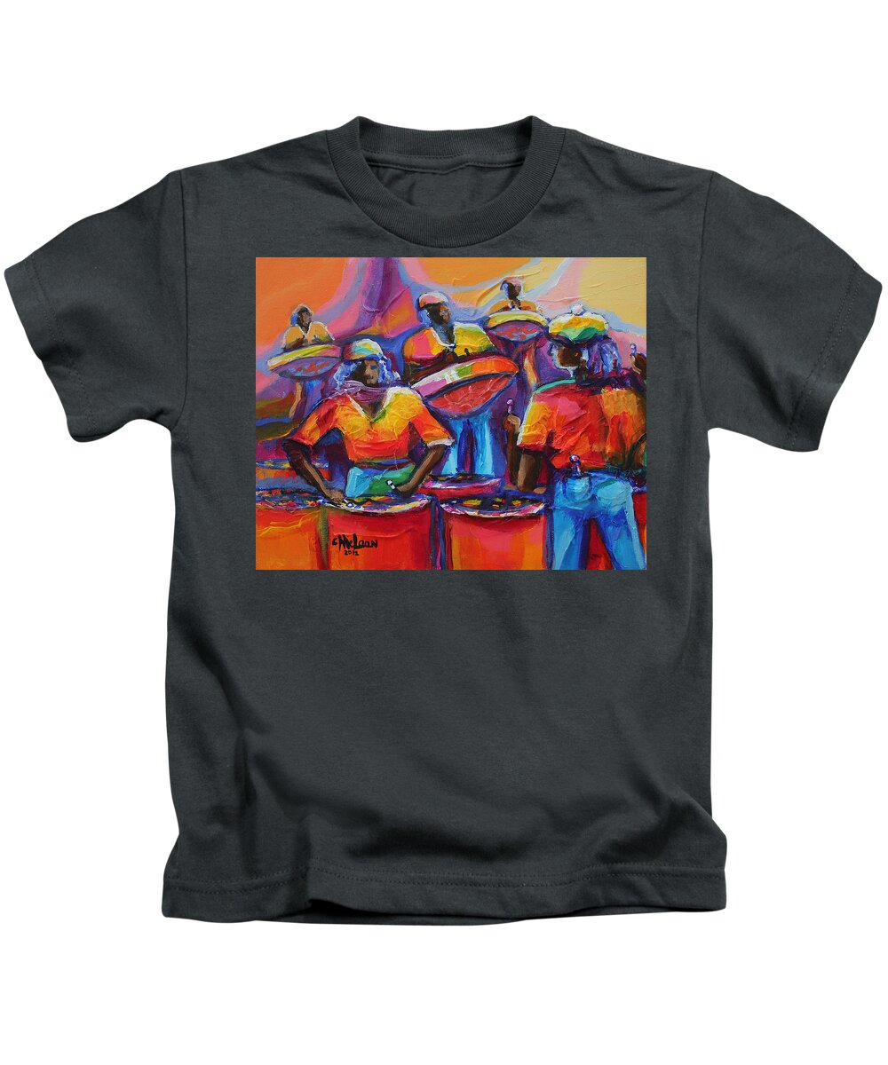 Abstract Kids T-Shirt featuring the painting Steel Pan #2 by Cynthia McLean