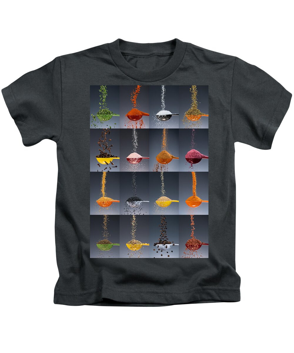 Kitchen Kids T-Shirt featuring the photograph 1 Tablespoon Flavor Collage by Steve Gadomski