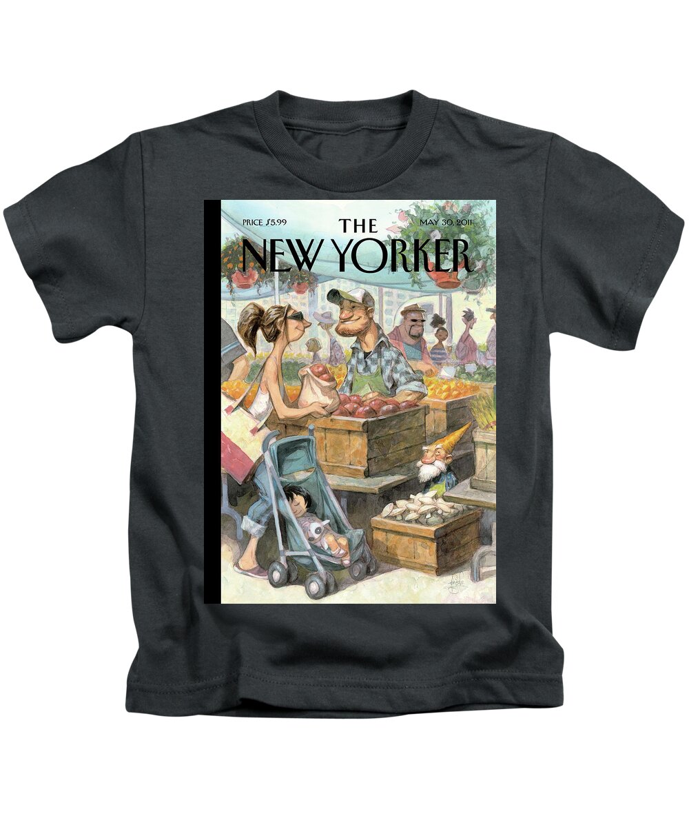Market Kids T-Shirt featuring the painting Small Growers by Peter de Seve