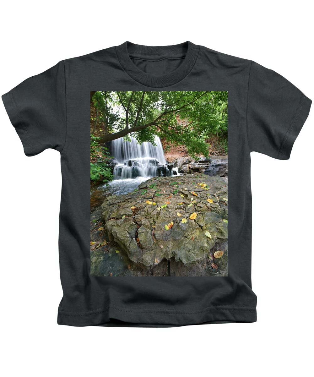 Tim Fitzharris Kids T-Shirt featuring the photograph Waterfall Tanyard Creek Arkansas #1 by Tim Fitzharris