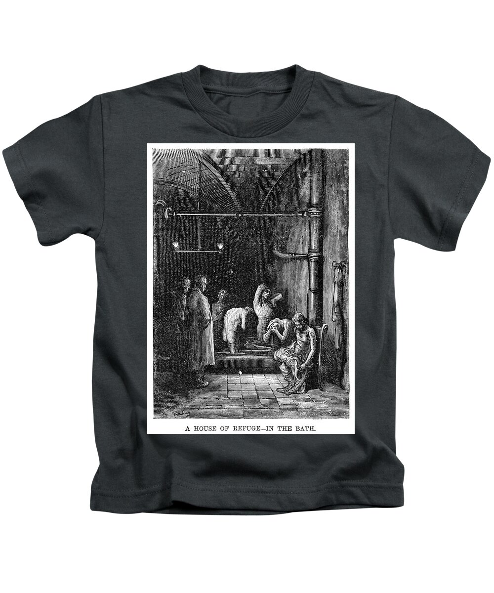 1872 Kids T-Shirt featuring the drawing London #142 by Gustave Dore