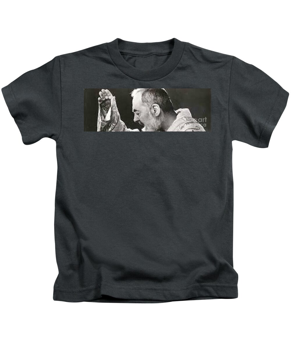 Prayer Kids T-Shirt featuring the photograph Padre Pio #12 by Archangelus Gallery
