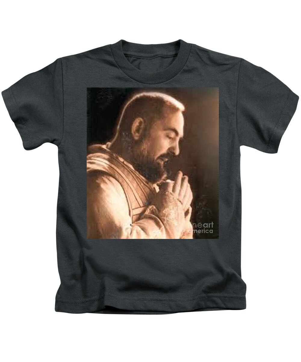 Prayer Kids T-Shirt featuring the photograph Padre Pio #13 by Archangelus Gallery