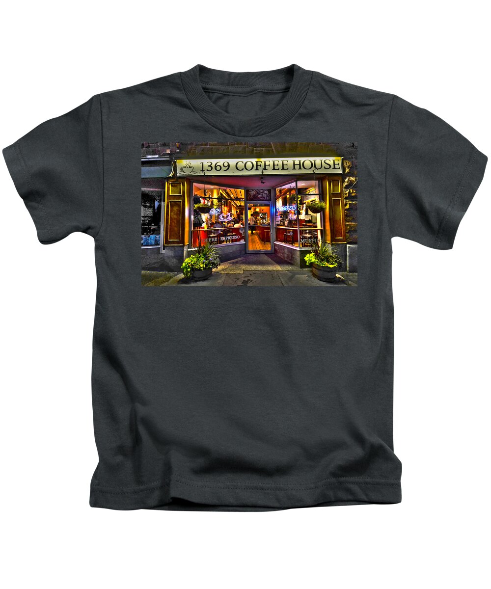 Cafe Kids T-Shirt featuring the photograph 1369 Coffee House Cambridge MA by Toby McGuire