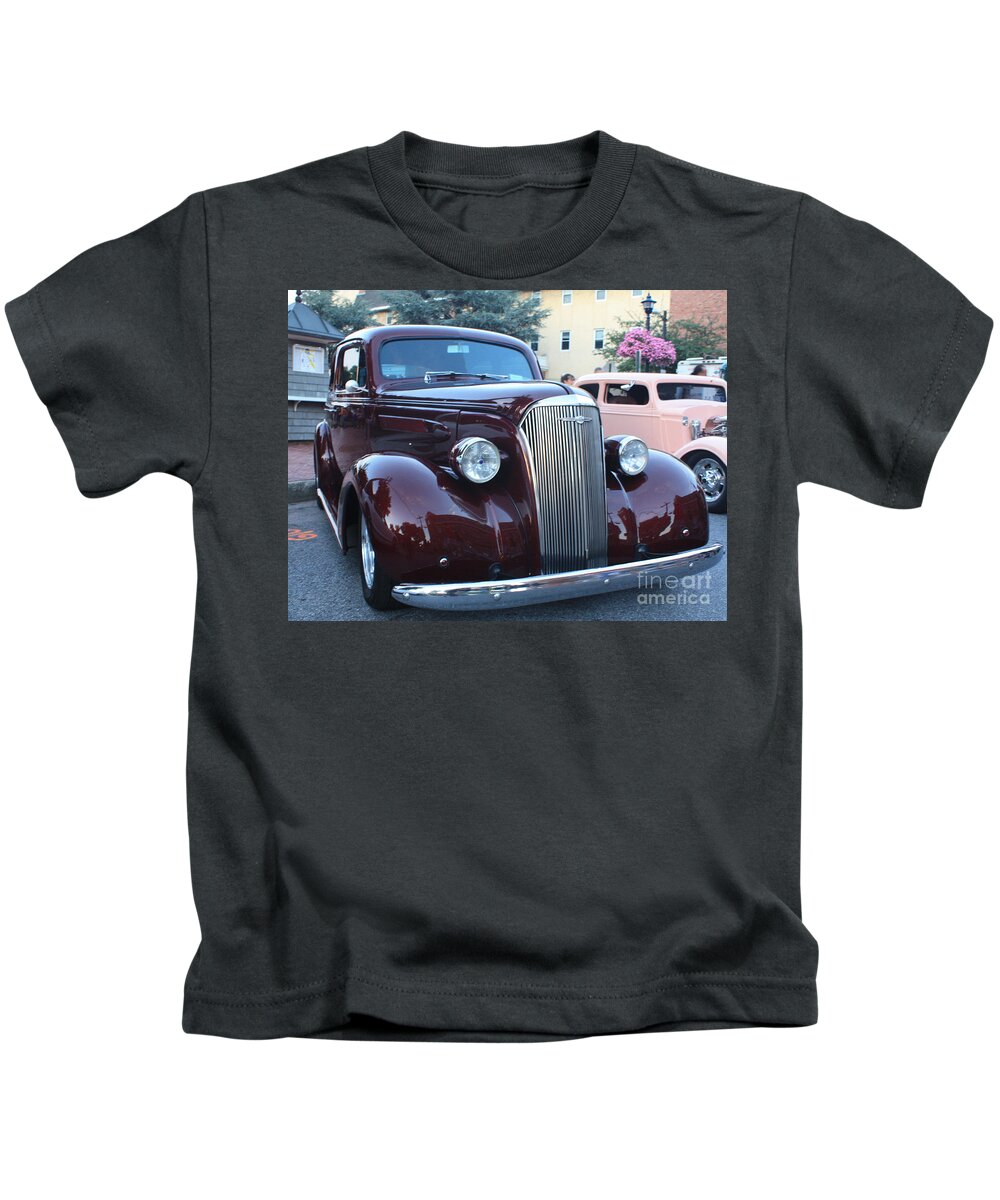 1937 Chevy Two Door Sedan Front And Side View Kids T-Shirt featuring the photograph 1937 Chevy Two Door Sedan Front and Side View by John Telfer