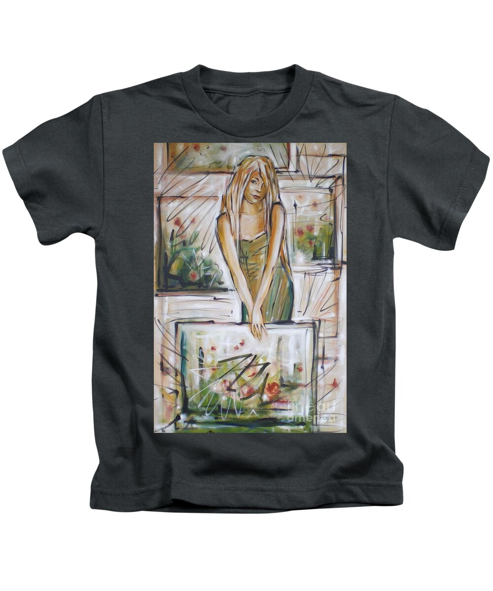 Girl Kids T-Shirt featuring the painting Cheeky Bugger 260309 #1 by Selena Boron