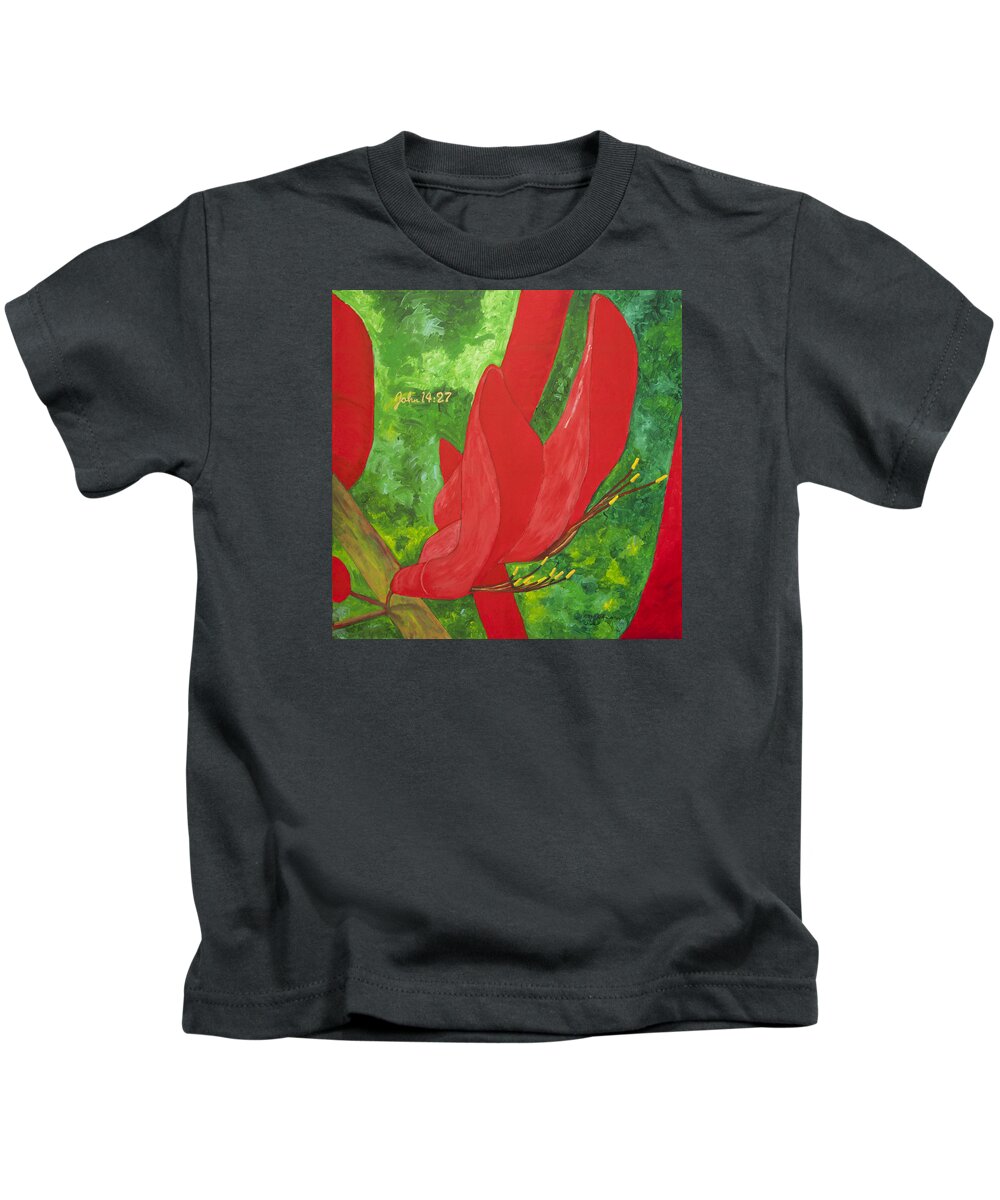 Pollen Kids T-Shirt featuring the painting Coral Bean Tree #1 by Mark Robbins