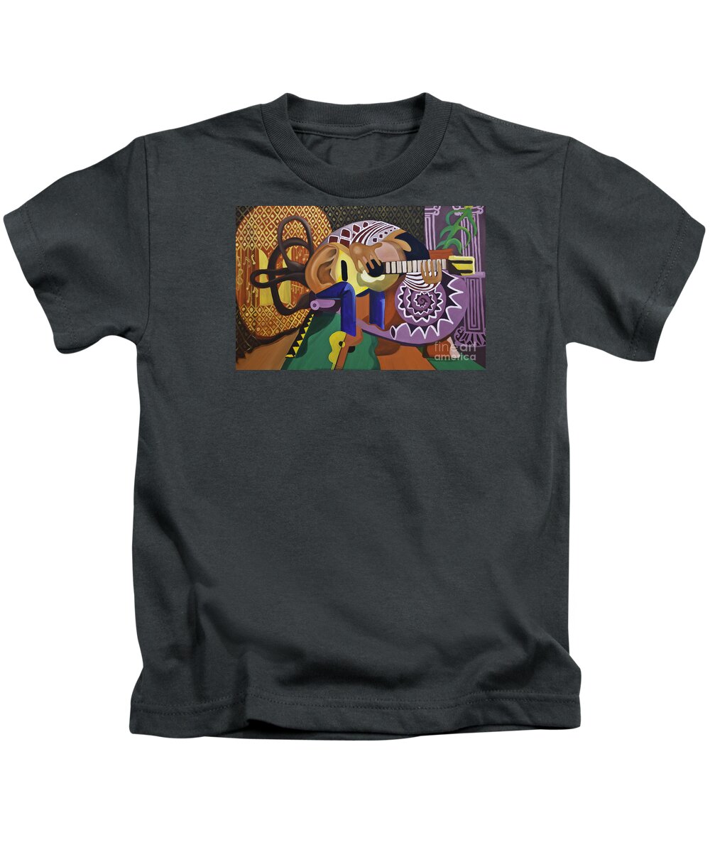 Guitar Kids T-Shirt featuring the painting The Guitarist by James Lavott