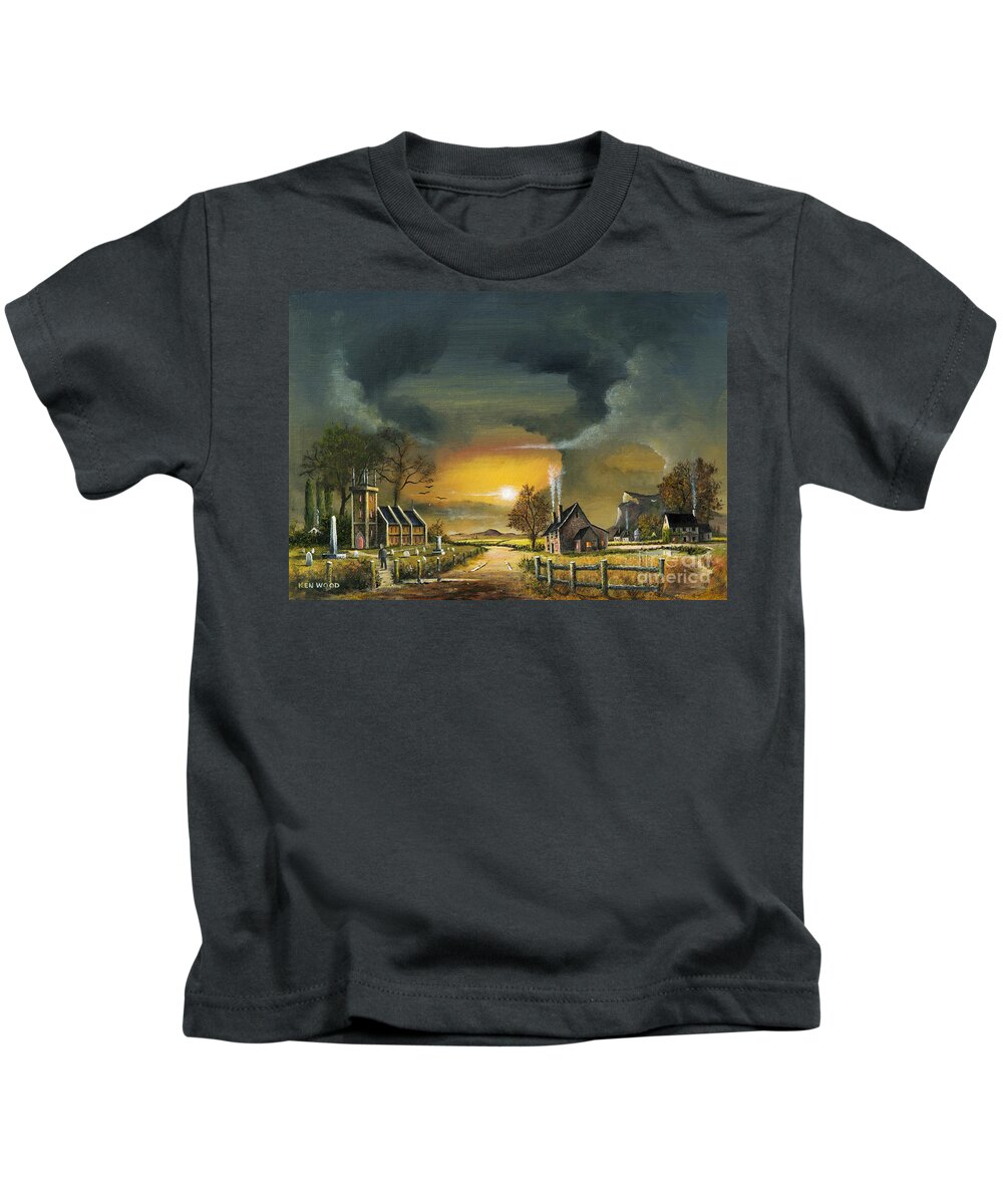 Countryside Kids T-Shirt featuring the painting End Of The Day - Old England by Ken Wood