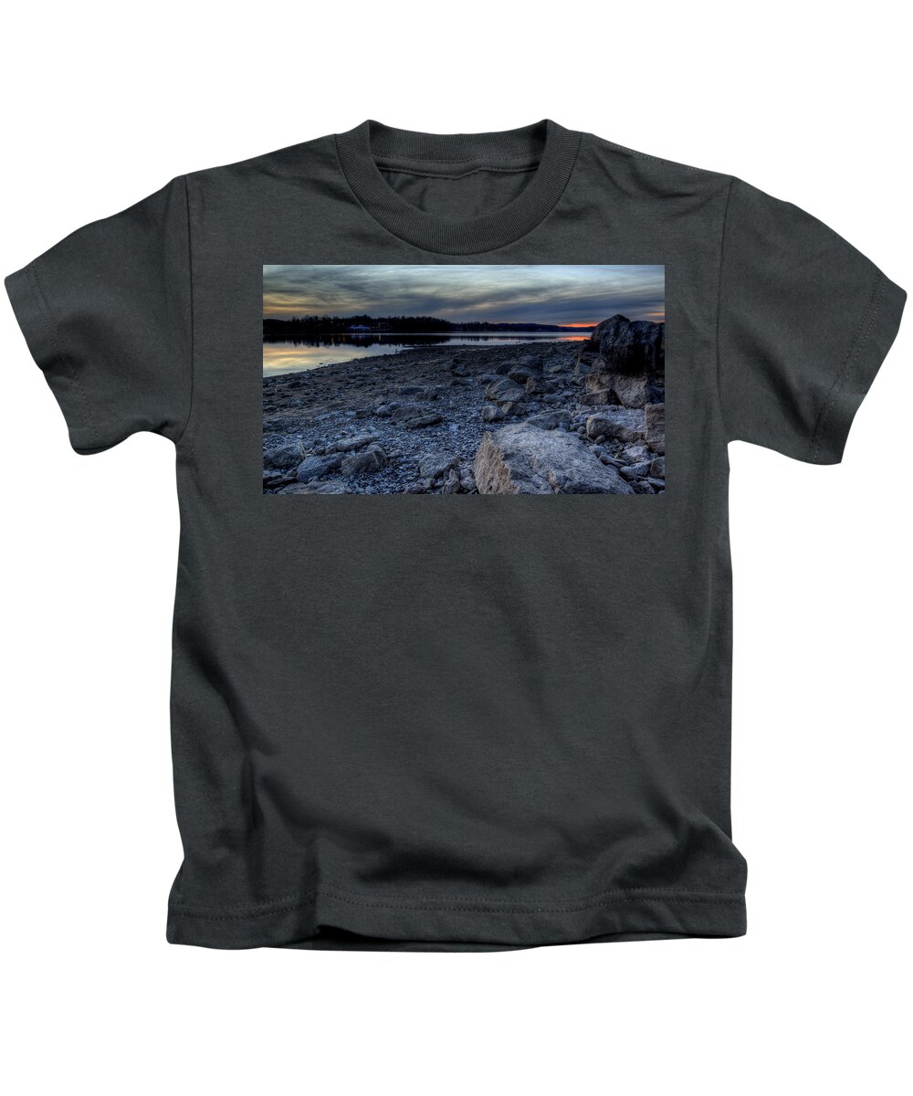 Sunset Kids T-Shirt featuring the photograph Winter Sunset on the Lake #2 by David Dufresne