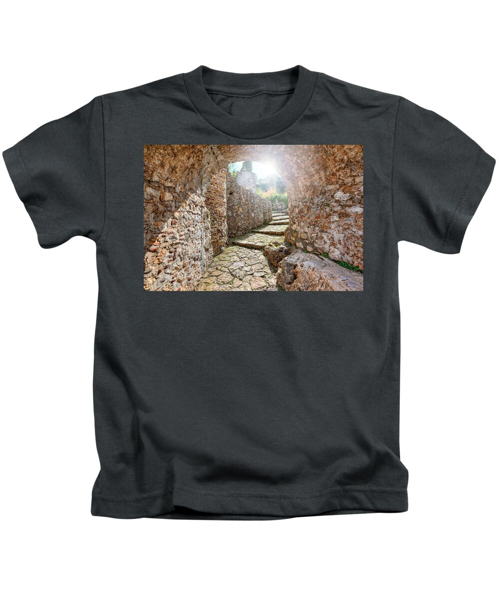 Architecture Kids T-Shirt featuring the photograph Mystras - Greece #6 by Constantinos Iliopoulos