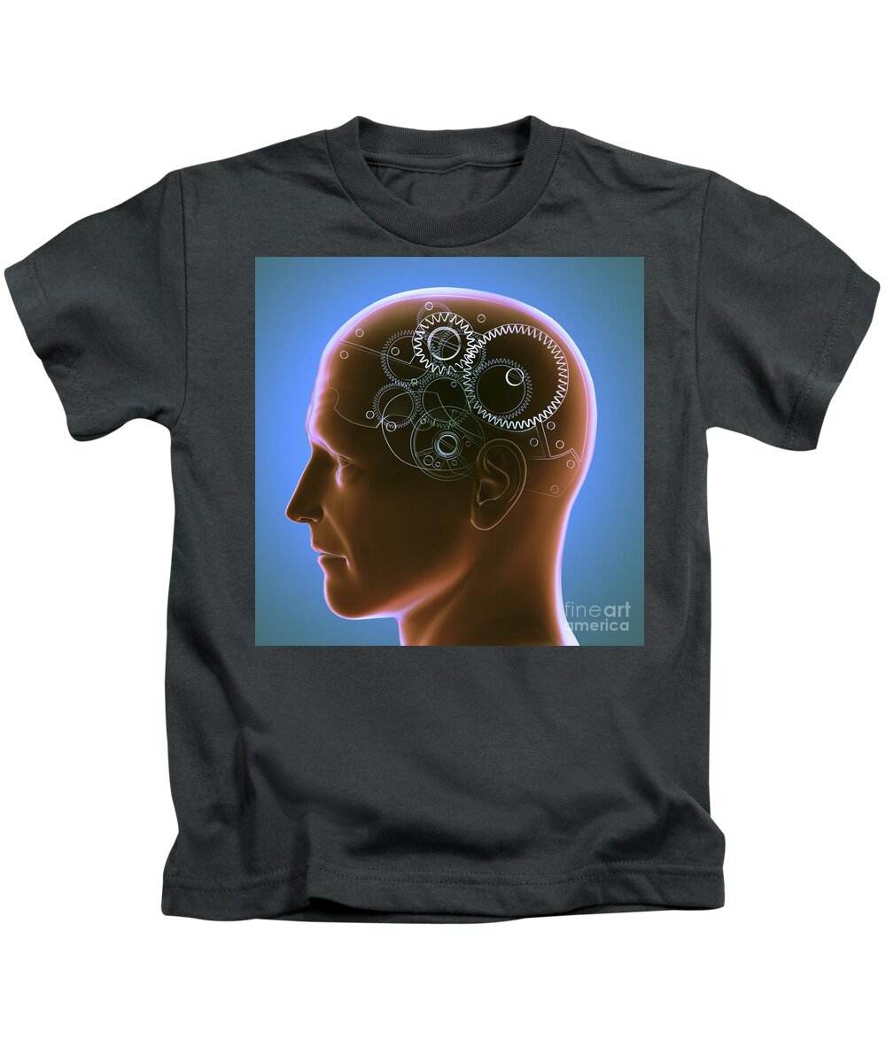 3d Visualisation Kids T-Shirt featuring the photograph Thought Mechanism #8 by Science Picture Co