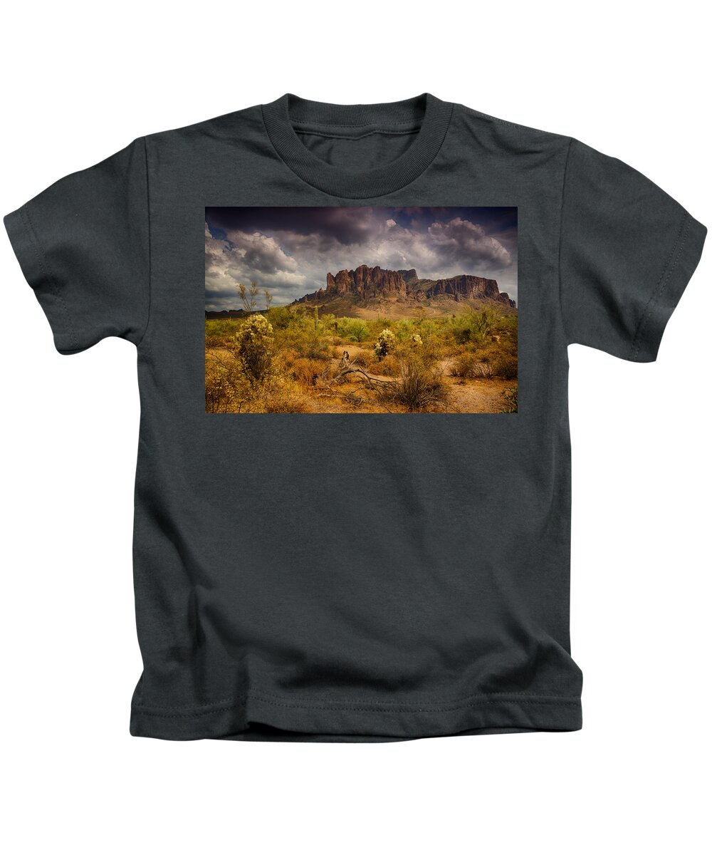 Sunset Kids T-Shirt featuring the photograph A Day at the Superstitions by Saija Lehtonen