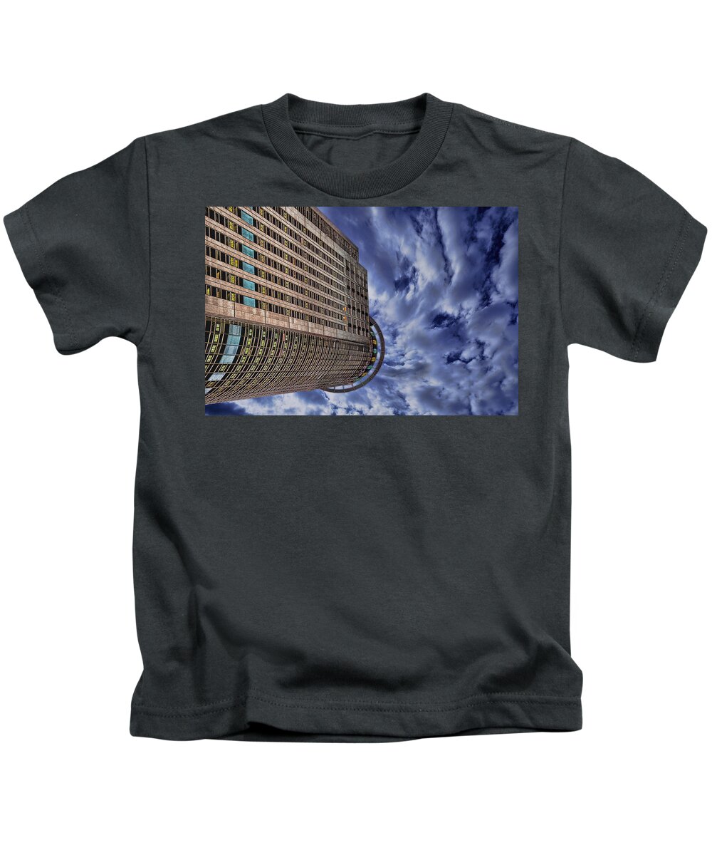 Israel Kids T-Shirt featuring the photograph A Drifting Skyscraper by Ron Shoshani