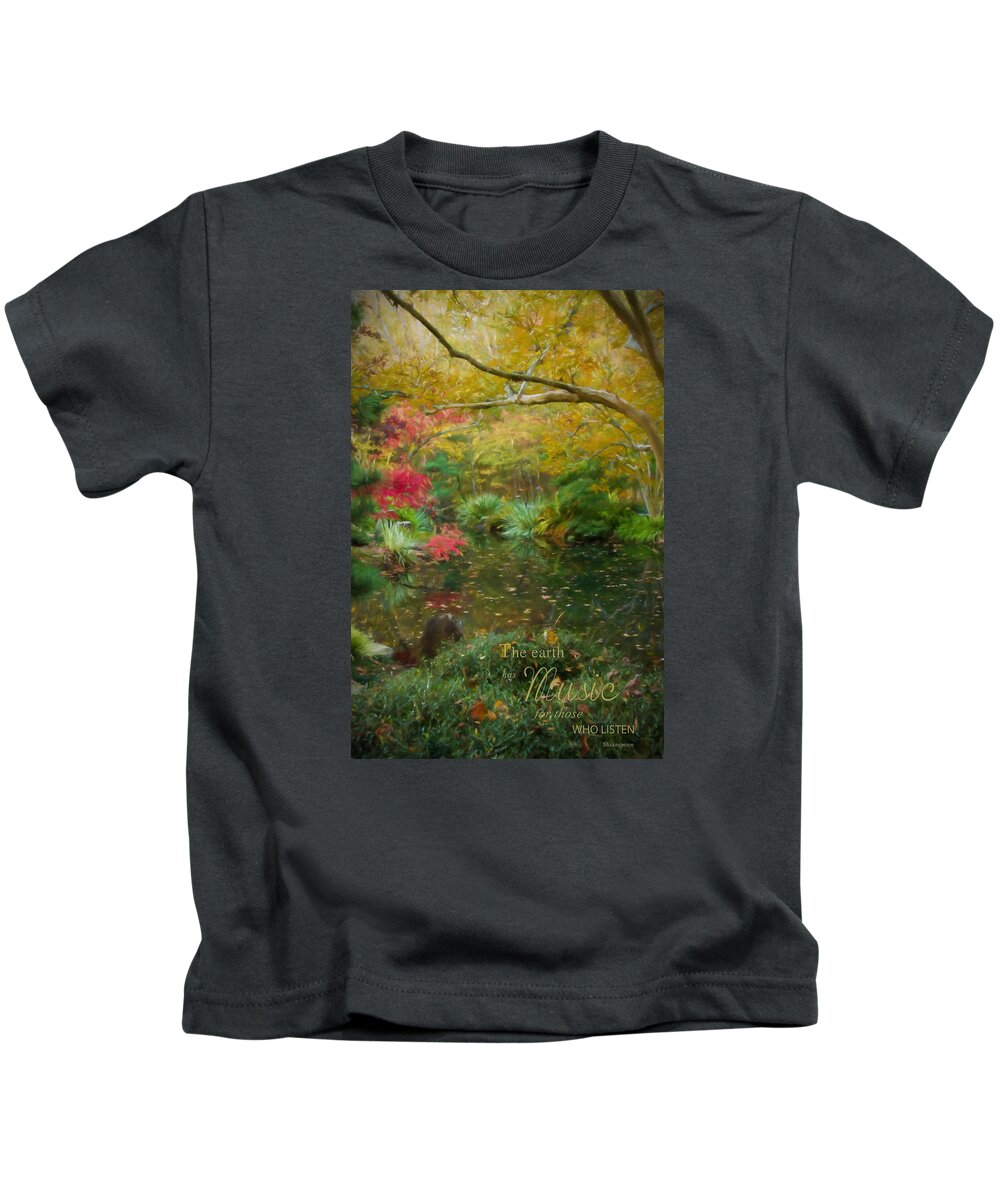 Decorative Artwork Kids T-Shirt featuring the photograph A Fall Afternoon with Message by Mary Buck