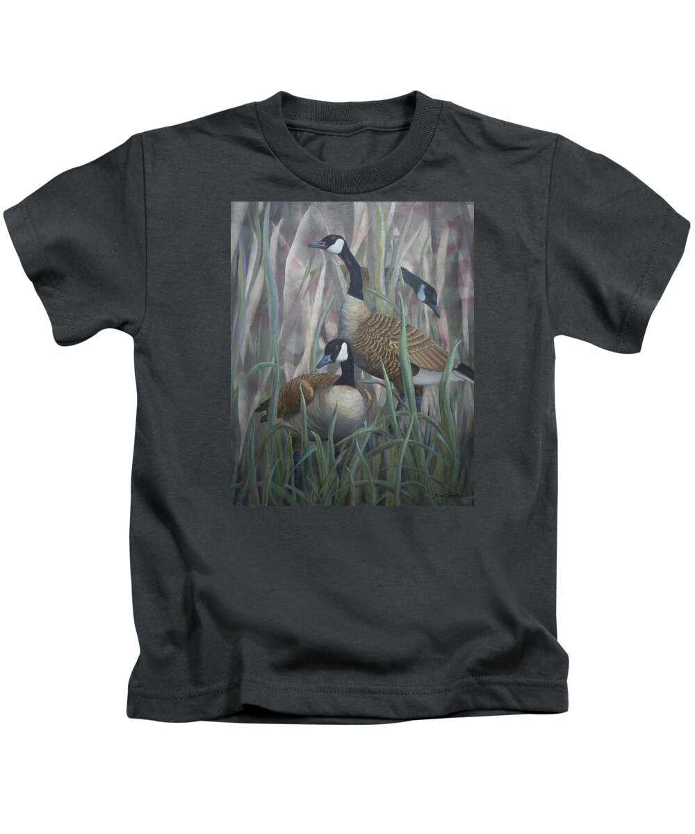 Canada Kids T-Shirt featuring the painting A Safe Place by Dee Carpenter
