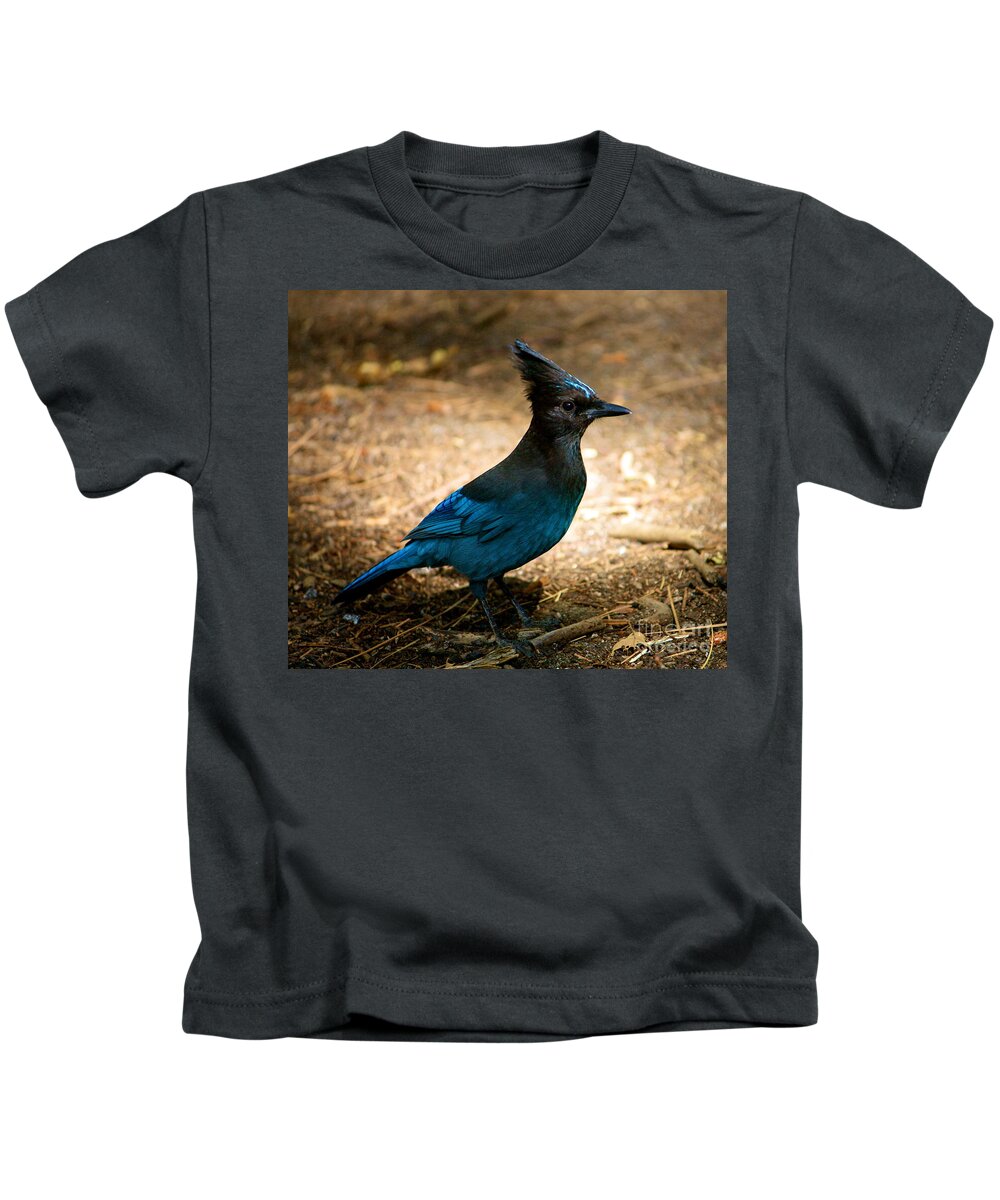 Stellar Jay Kids T-Shirt featuring the photograph A Stellar Jay by Lisa Billingsley