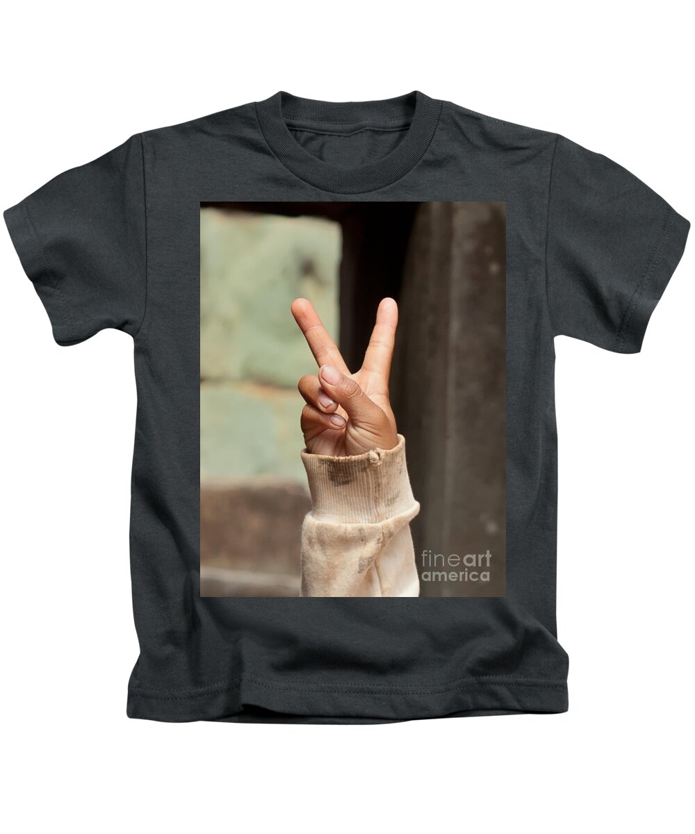 Peace-sign Kids T-Shirt featuring the photograph Peace Sign Image Art by Jo Ann Tomaselli