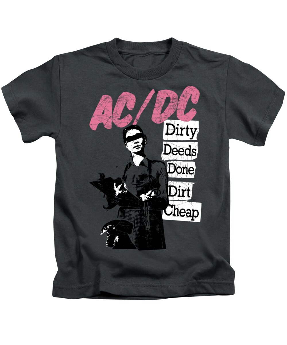  Kids T-Shirt featuring the digital art Acdc - Dirty Deeds by Brand A