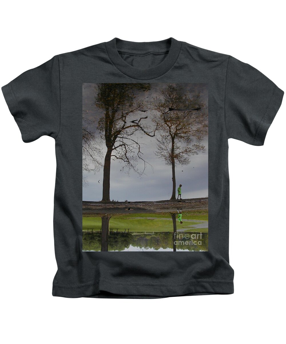 Copyright 2014 By Christopher Plummer Kids T-Shirt featuring the photograph After Soccer by the Pond by Christopher Plummer