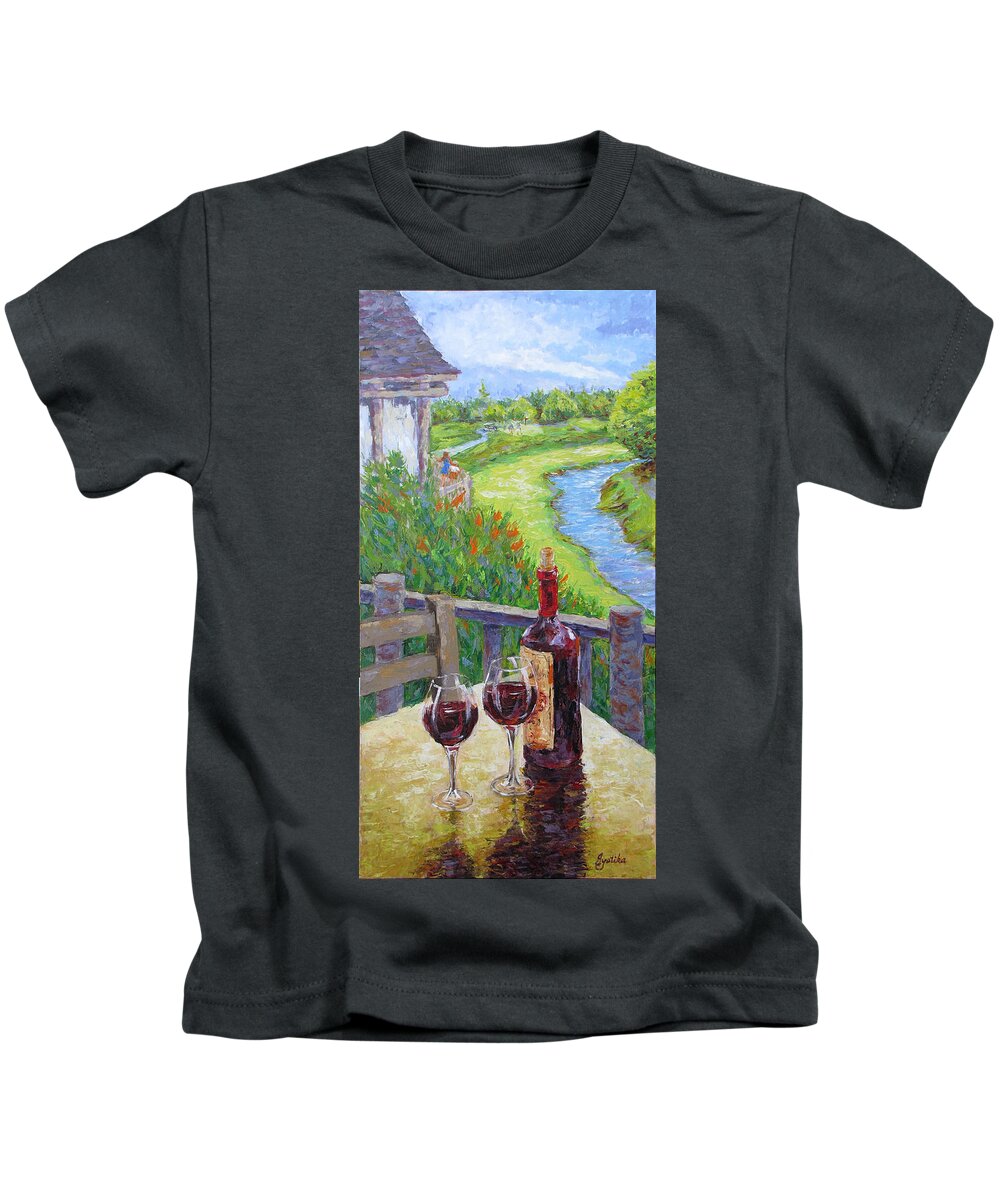 Wine Kids T-Shirt featuring the painting Finest Hour by Jyotika Shroff