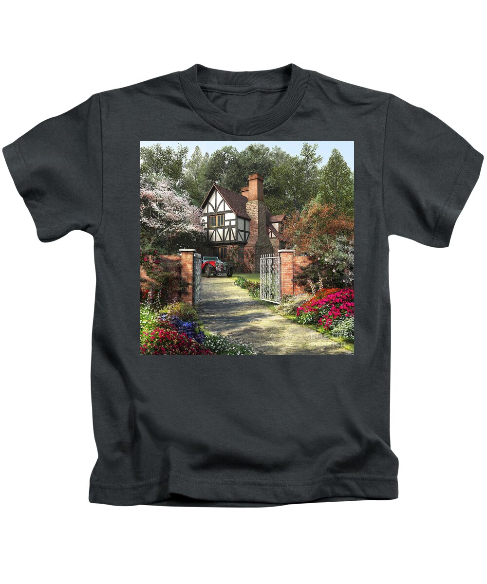 House Kids T-Shirt featuring the digital art Alder Tree House by MGL Meiklejohn Graphics Licensing
