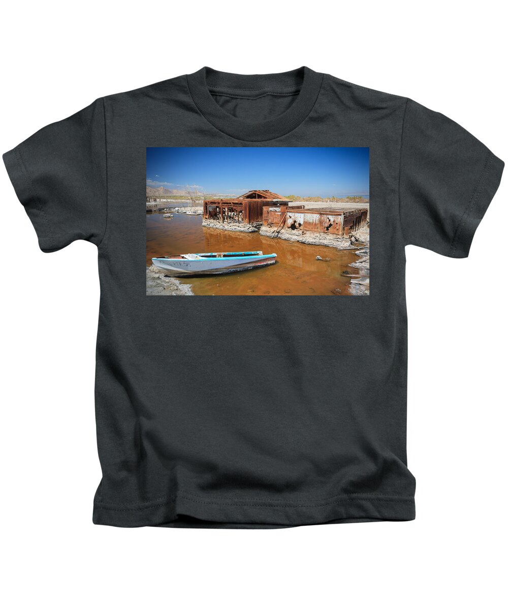 Salton Sea Kids T-Shirt featuring the photograph All Aboard by Scott Campbell
