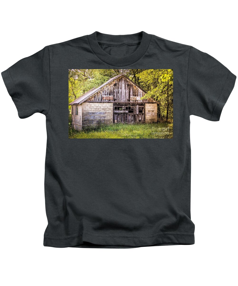 Vintage Landscape Kids T-Shirt featuring the photograph Antique Grocery Store by Peggy Franz
