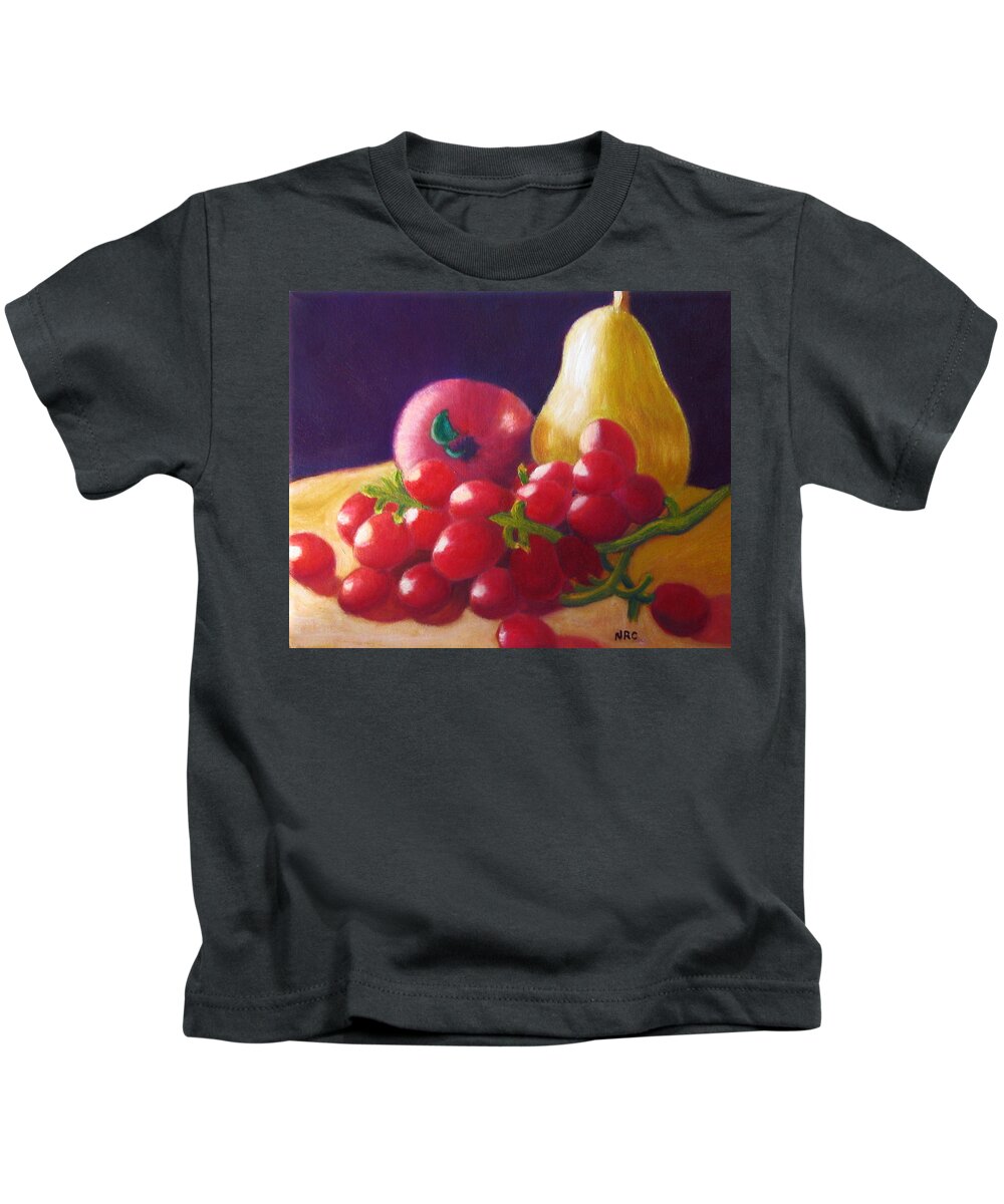 Apple Kids T-Shirt featuring the photograph Apple Pear Grapes by Natalie Rotman Cote