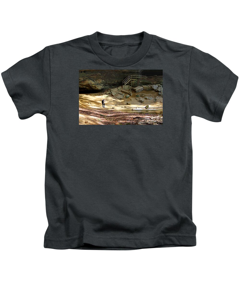 Hocking Hills Kids T-Shirt featuring the photograph Ash Cave in Hocking Hills by Karen Adams