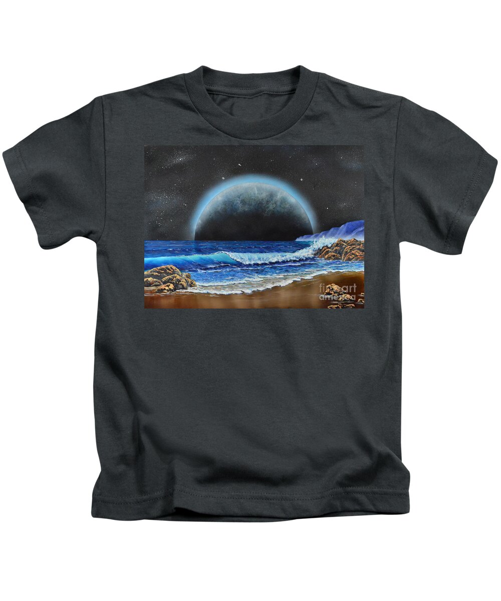Ocean Kids T-Shirt featuring the painting Astronomical Ocean by Mary Scott