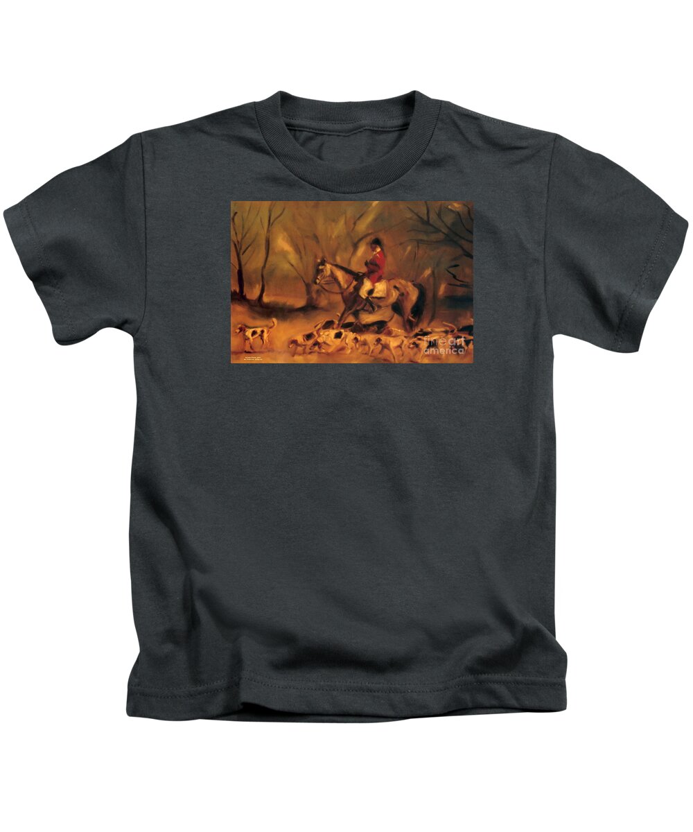 Art Kids T-Shirt featuring the painting At the Fox Hunt by Karen E. Francis by Karen Francis