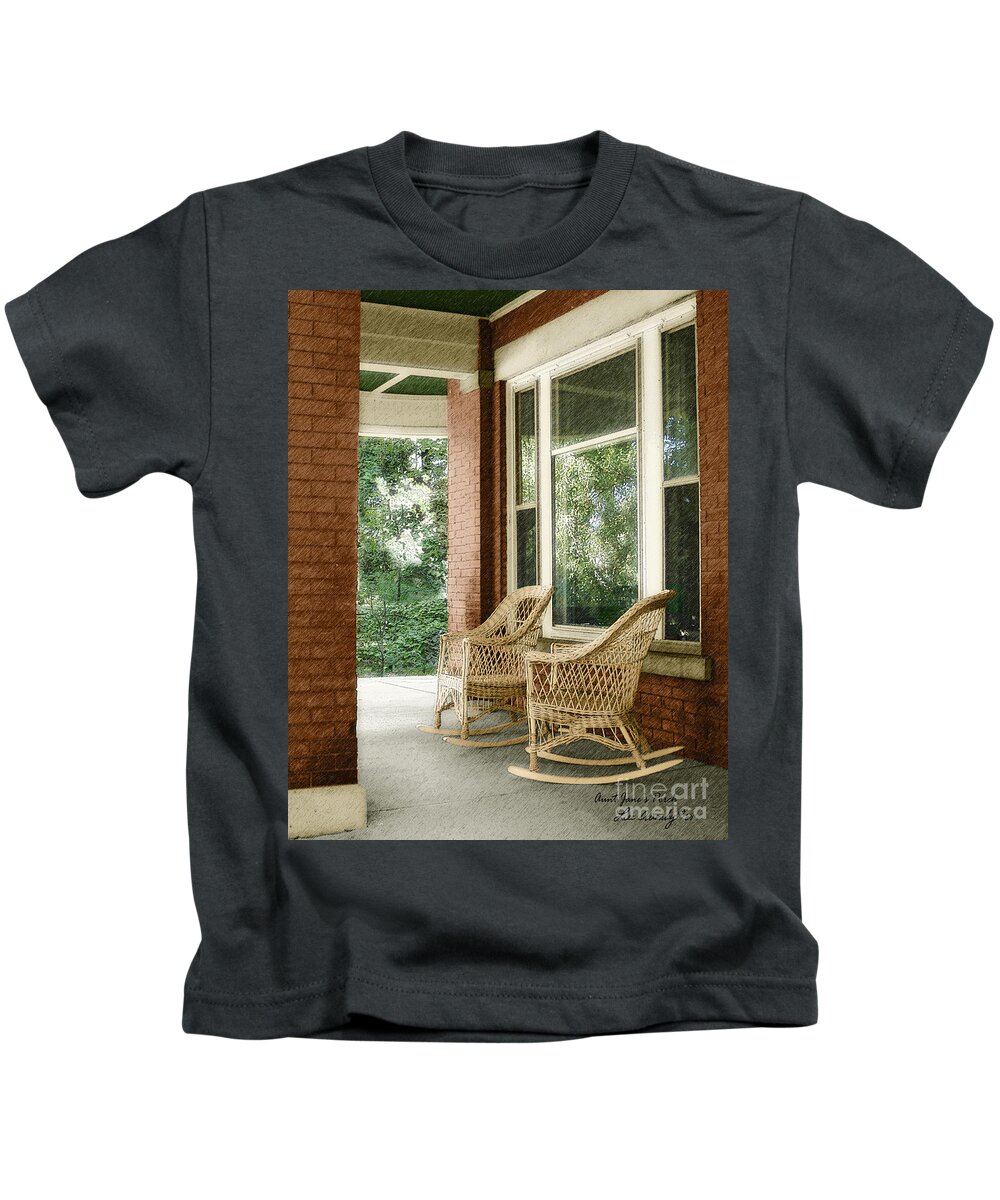 Historic Homes Kids T-Shirt featuring the photograph Aunt Jane's Porch by Lee Owenby