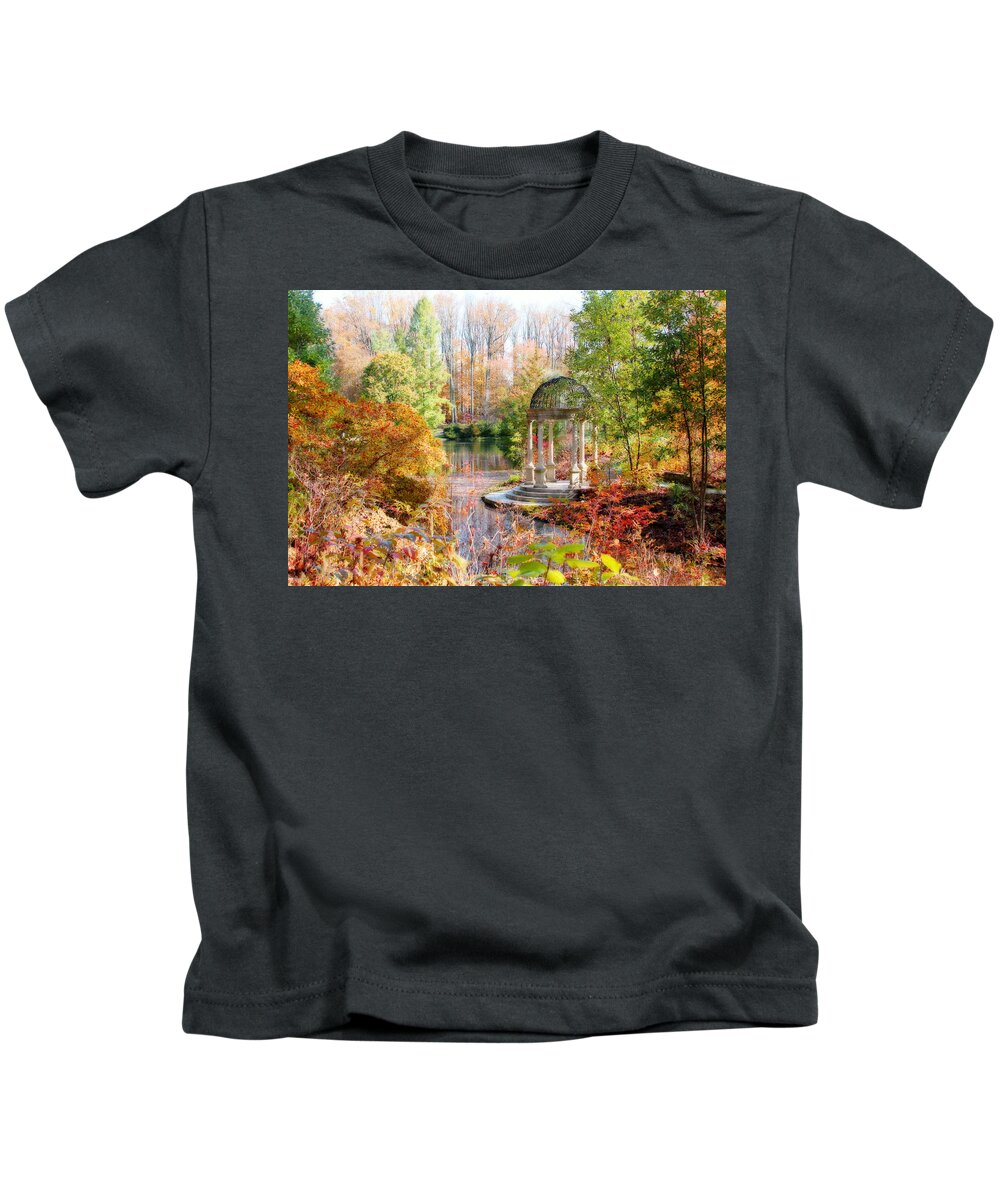 Landscape Kids T-Shirt featuring the digital art Autumn in Longwood Gardens by Trina Ansel