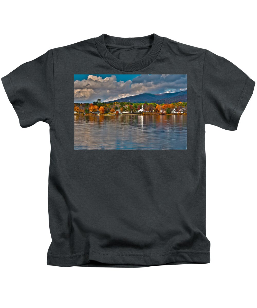 New England Kids T-Shirt featuring the photograph Autumn in Melvin Village by Brenda Jacobs